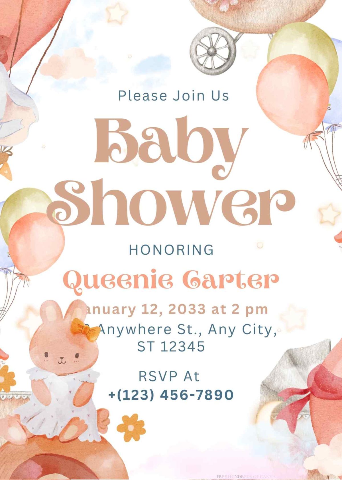 FREE Editable Baby Carriage Baby Shower Invitation