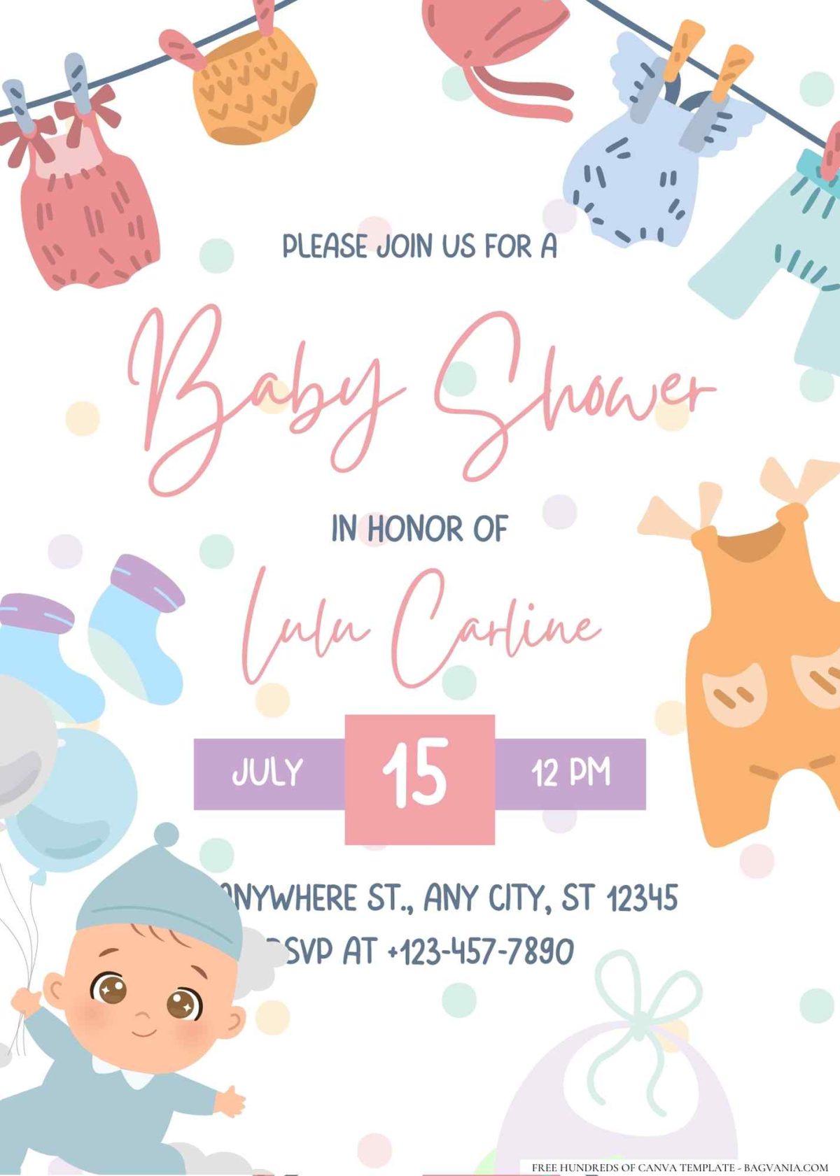 FREE Editable Baby Clothesline Baby Shower Invitation
