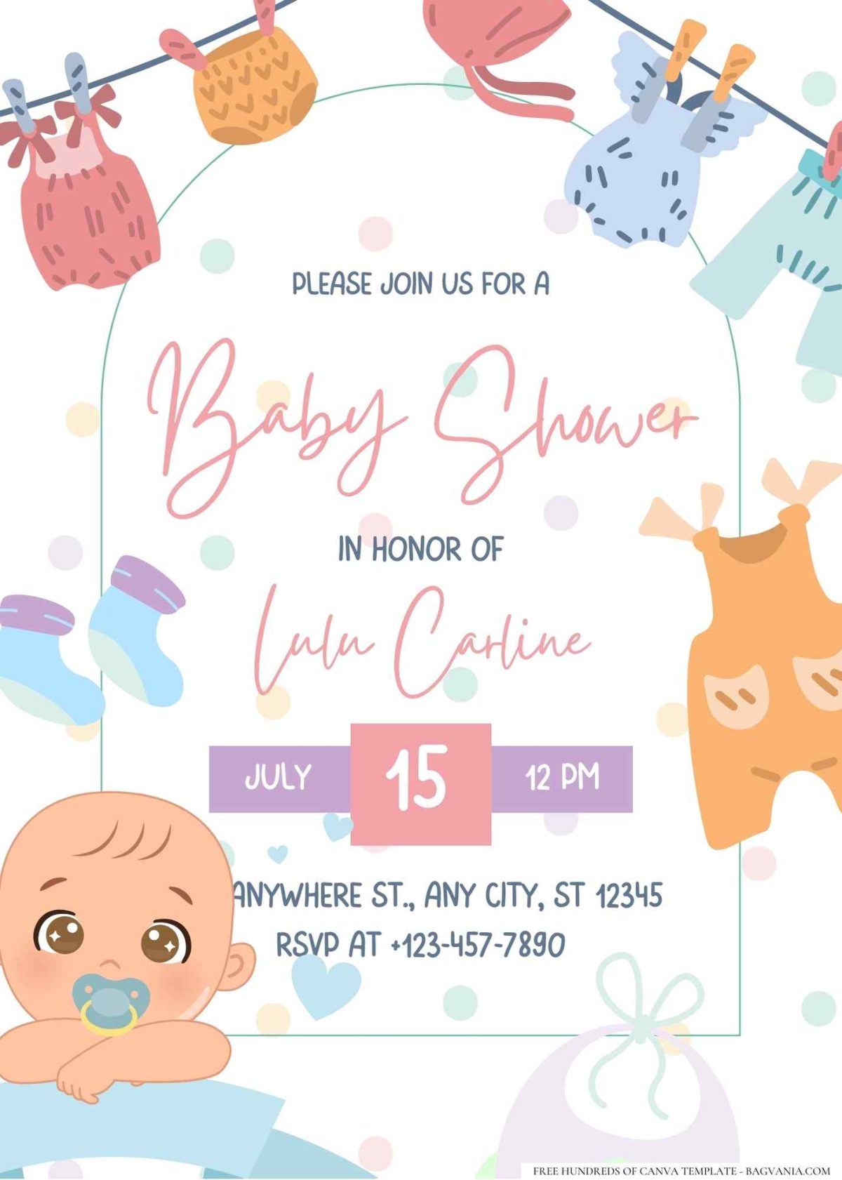 FREE Editable Baby Clothesline Baby Shower Invitation