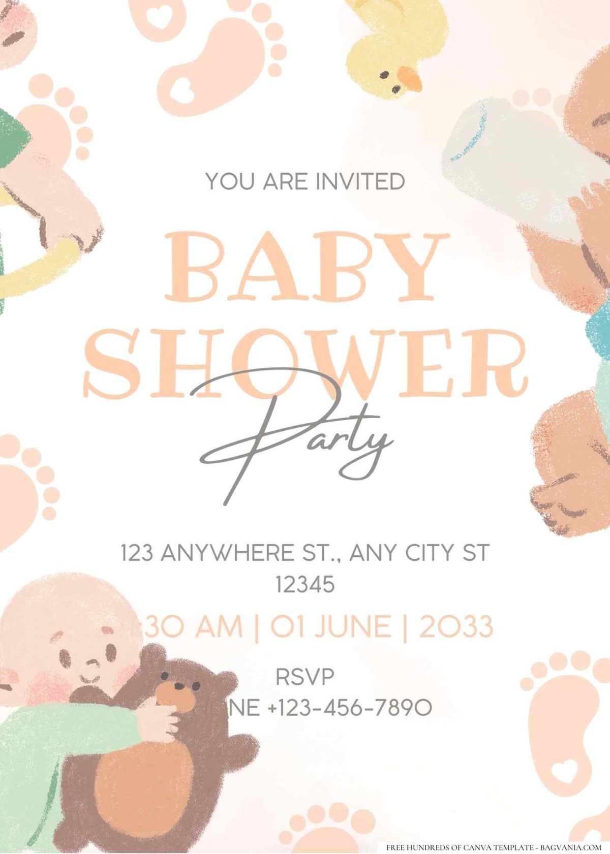 FREE Editable Baby Feet Imprint Baby Shower Invitation