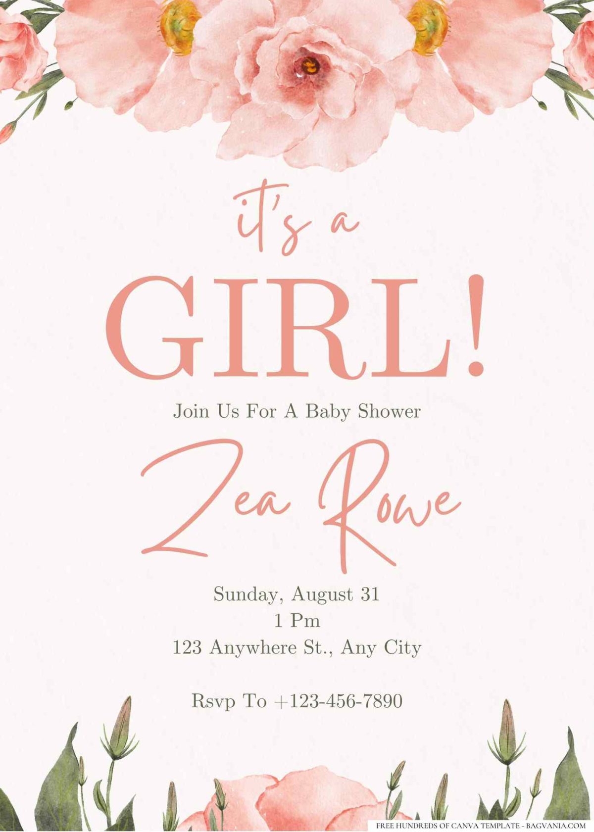 FREE Editable Baby in Bloom Floral Baby Shower Invitation