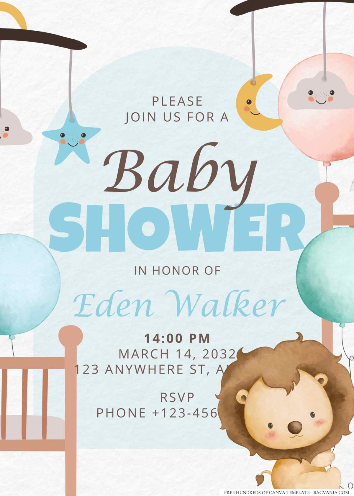 FREE Editable Baloon Animal Watercolor Baby Shower Invitation