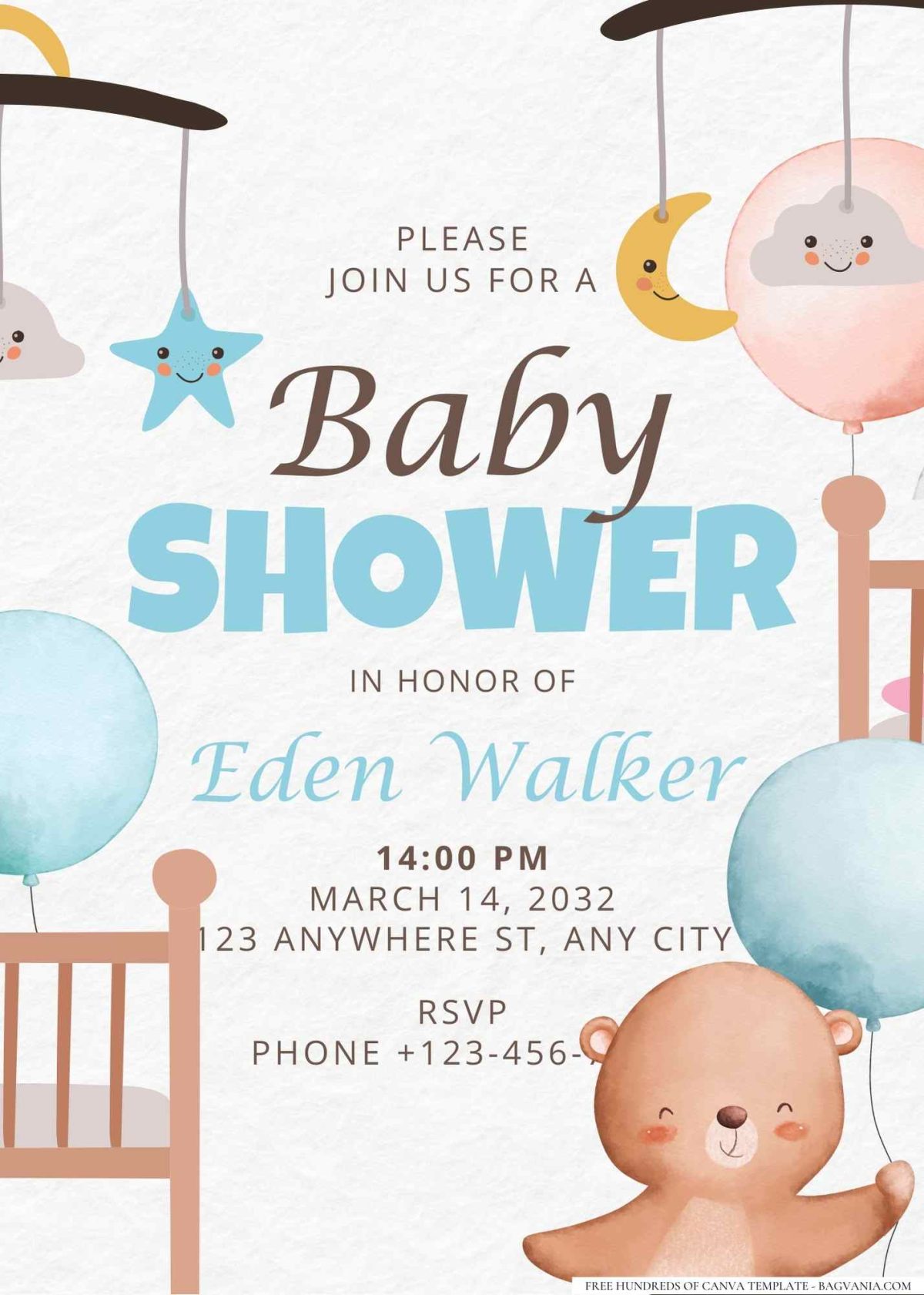FREE Editable Baloon Animal Watercolor Baby Shower Invitation