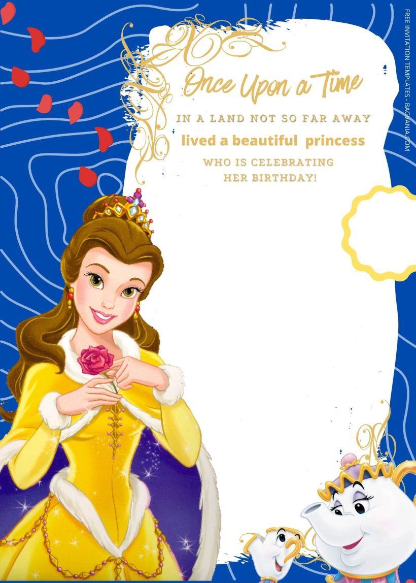 FREE Beauty & The Beast Birthday Invitation Templates