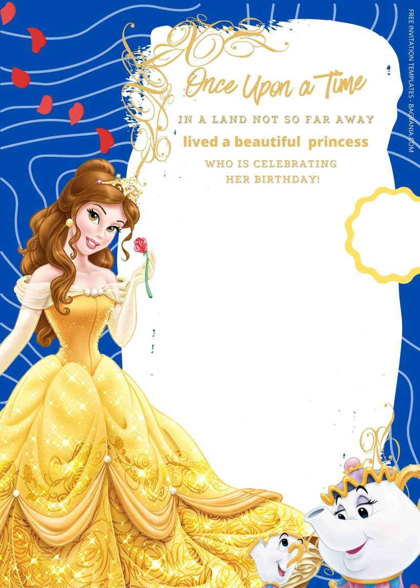 FREE Beauty & The Beast Birthday Invitation Templates
