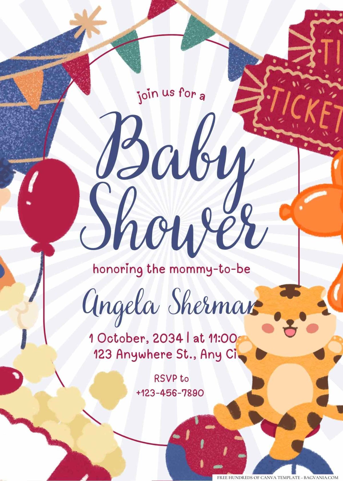 FREE Editable Circus Carnival Baby Shower Invitation