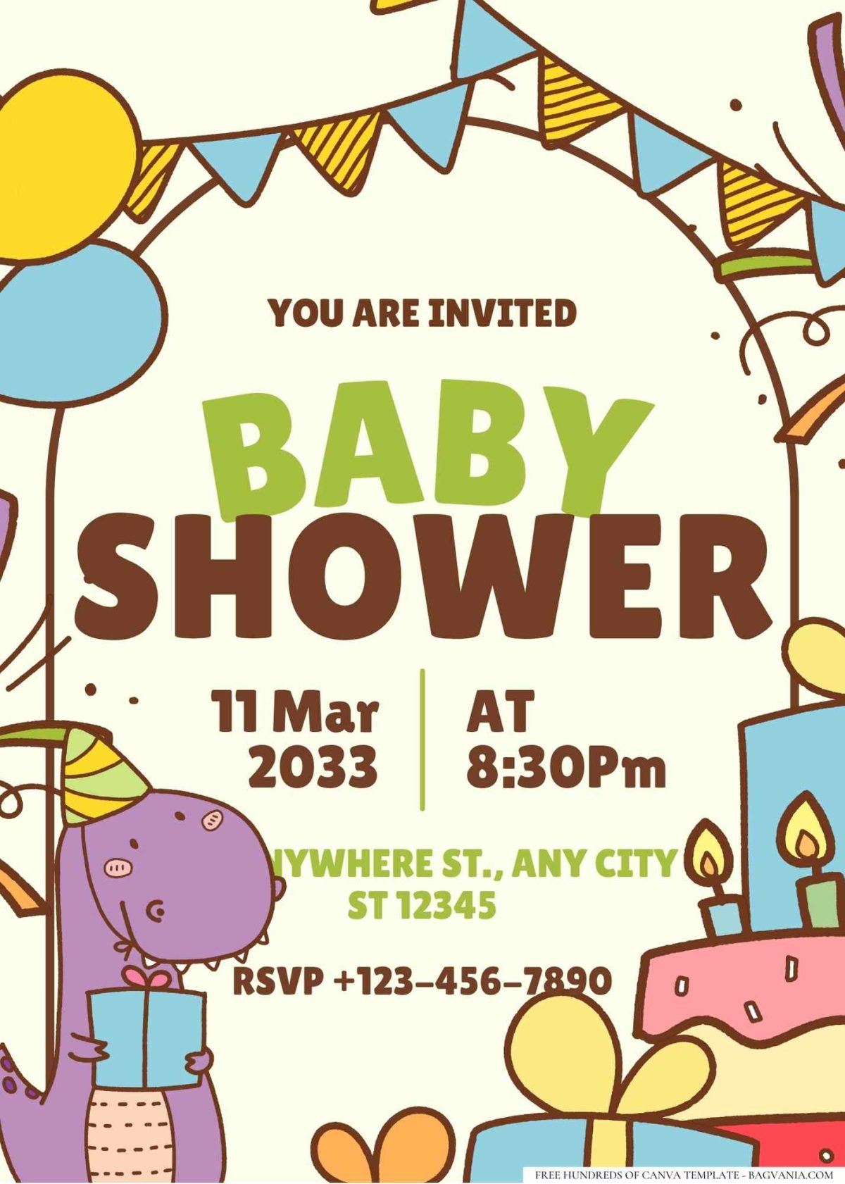 FREE Editable Dino-mite Dinosaur Baby Shower Invitation
