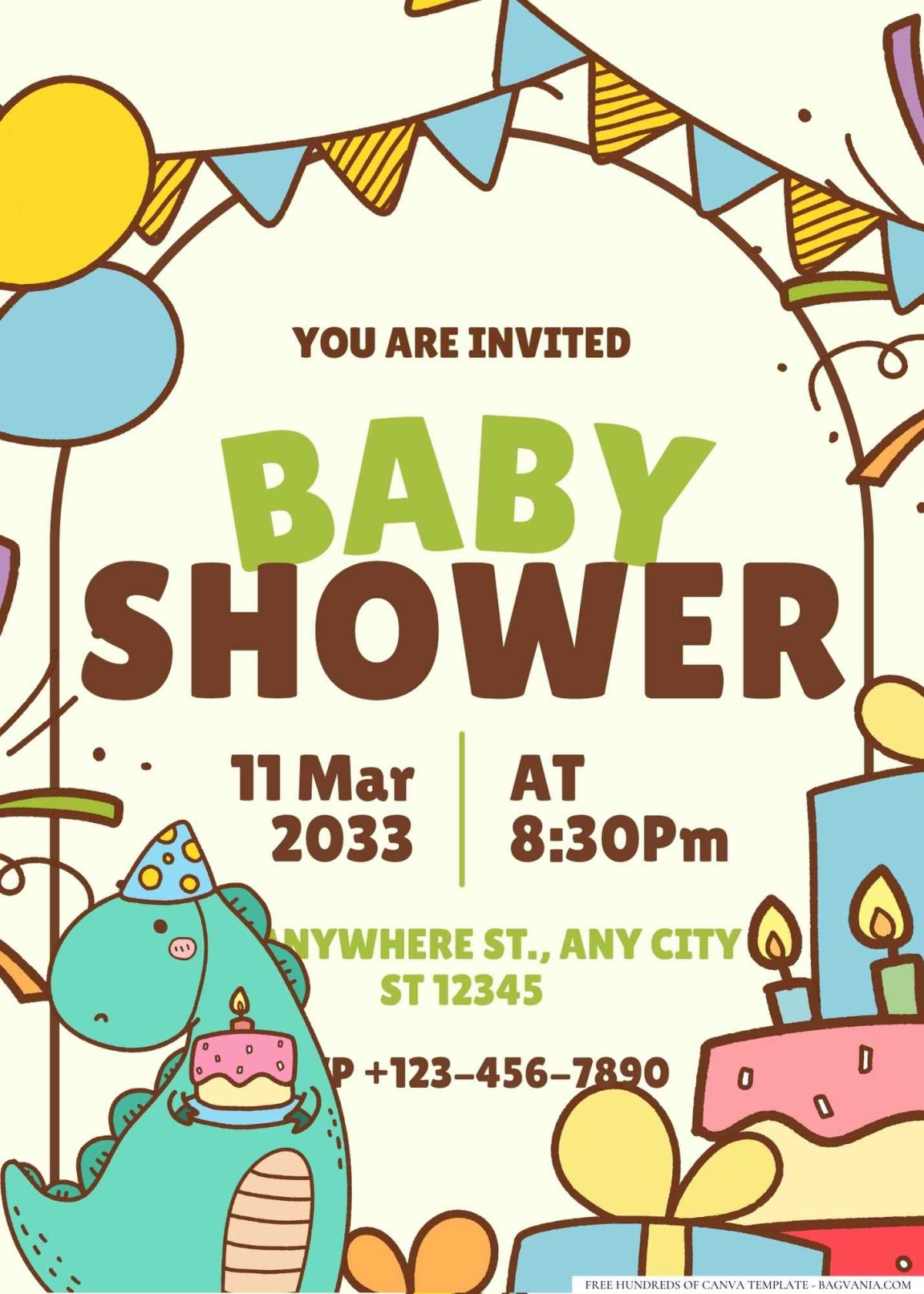 FREE Editable Dino-mite Dinosaur Baby Shower Invitation