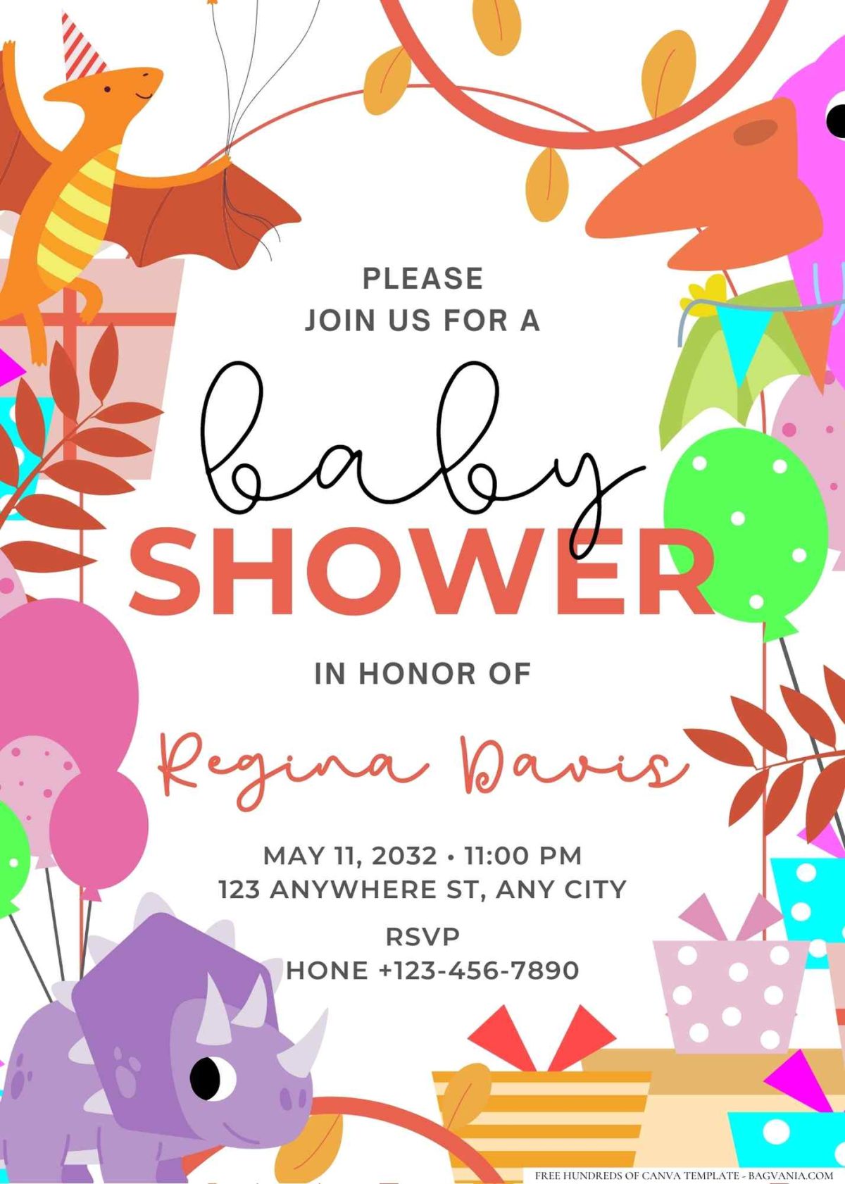 FREE Editable Dinosaur Roar Baby Shower Invitation