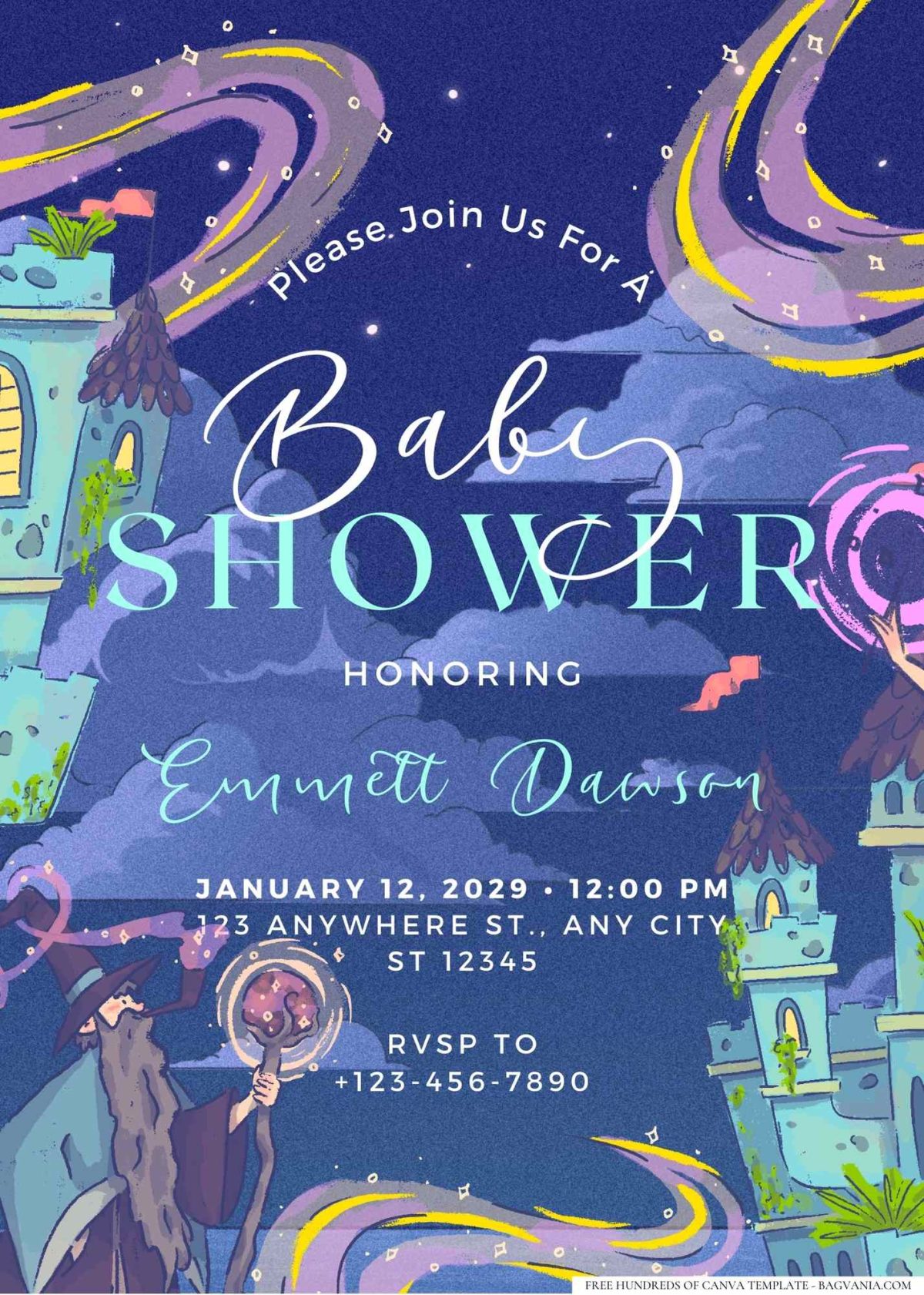 FREE Editable Enchanted Fairy Tale Baby Shower Invitation