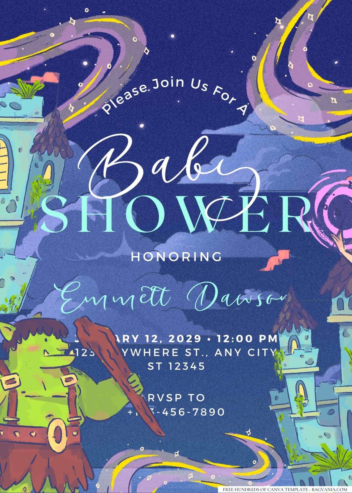 FREE Editable Enchanted Fairy Tale Baby Shower Invitation