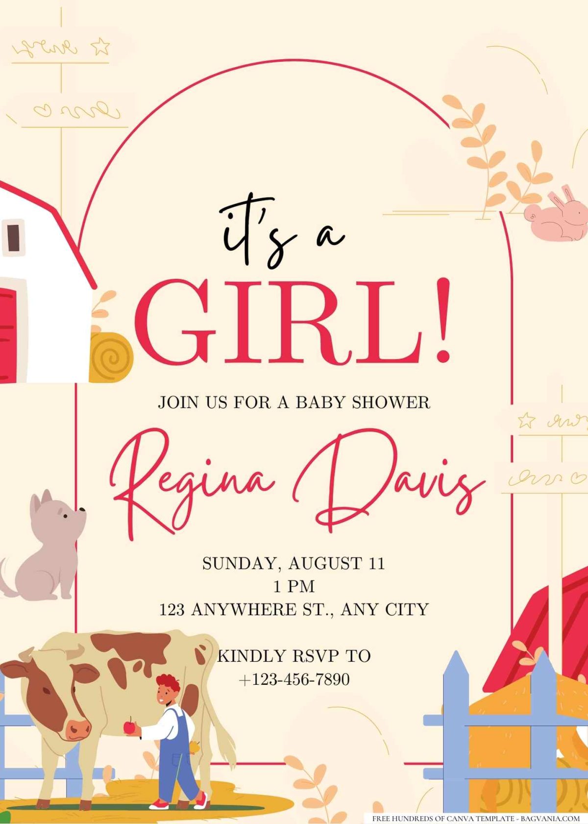FREE Editable Farm Animals Baby Shower Invitation