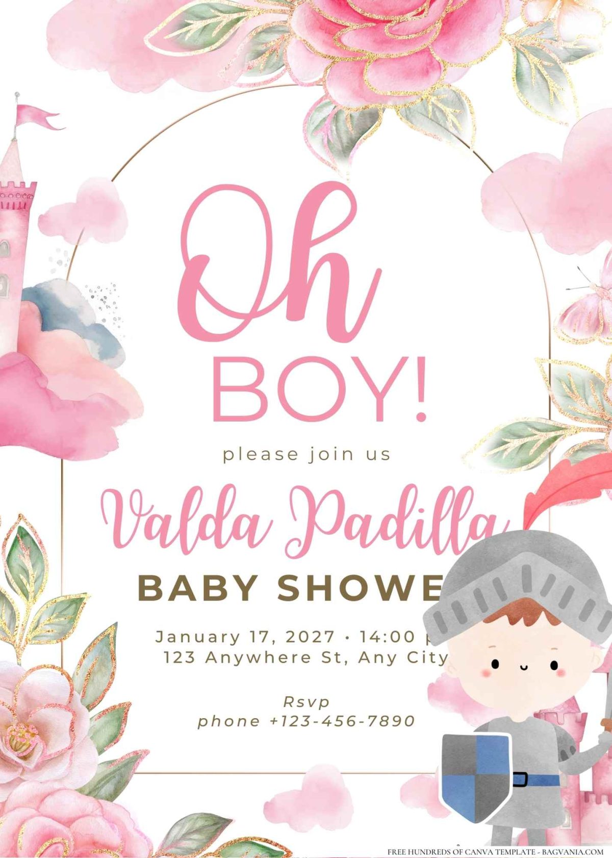 FREE Editable Floral Crown Princess Baby Shower Invitation