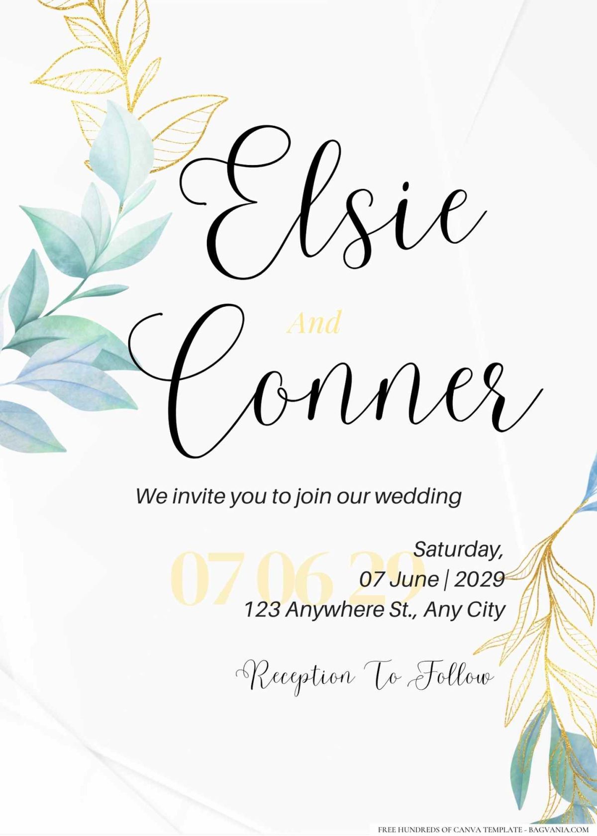FREE Editable Floral patterns combined with geometric shapes wedding invitations