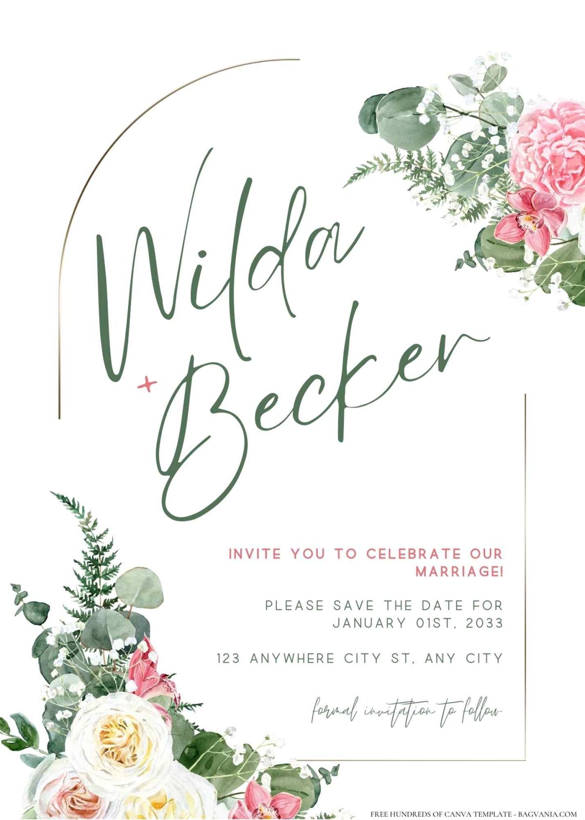 FREE Editable garden-inspired with greenery wedding invitation