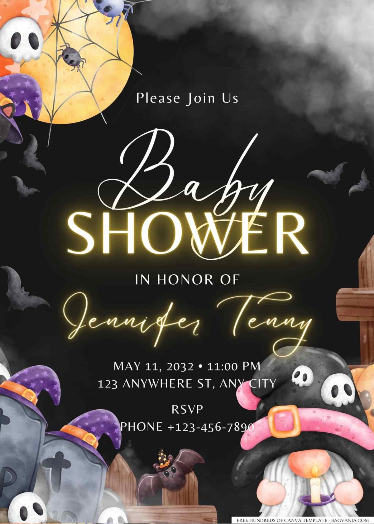 FREE Editable Gnome Little Pumpkin Baby Shower Invitation