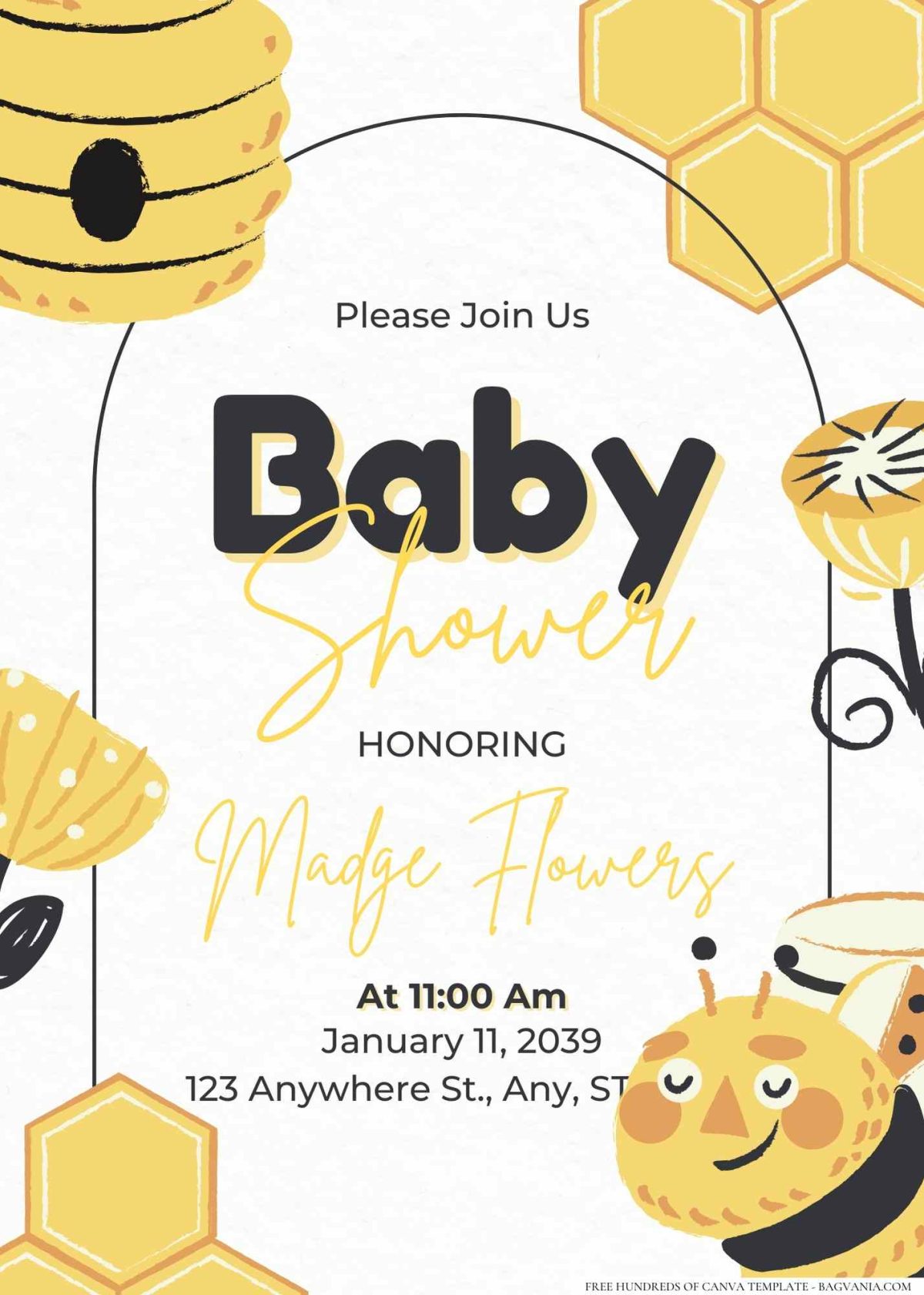 FREE Editable Honey Beehive Garden Baby Shower Invitation