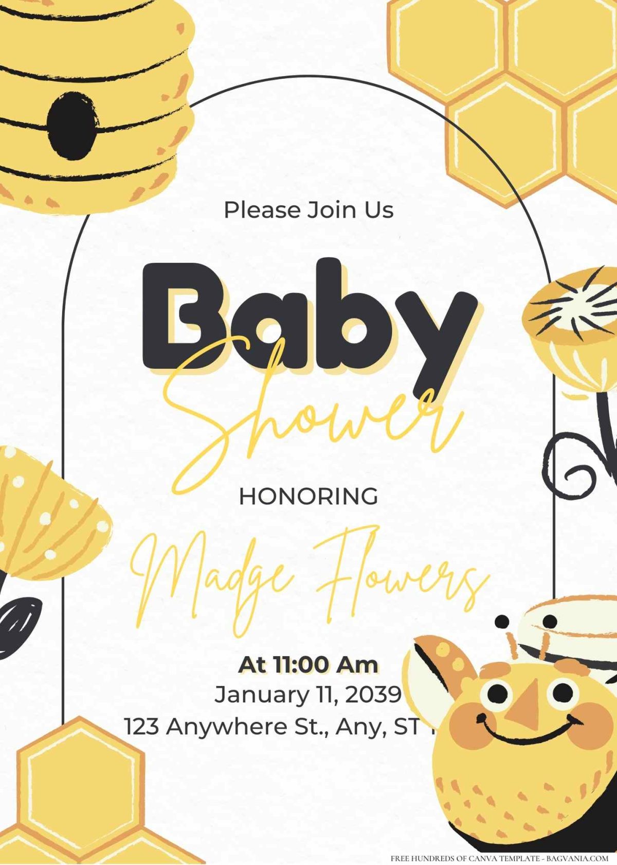 FREE Editable Honey Beehive Garden Baby Shower Invitation