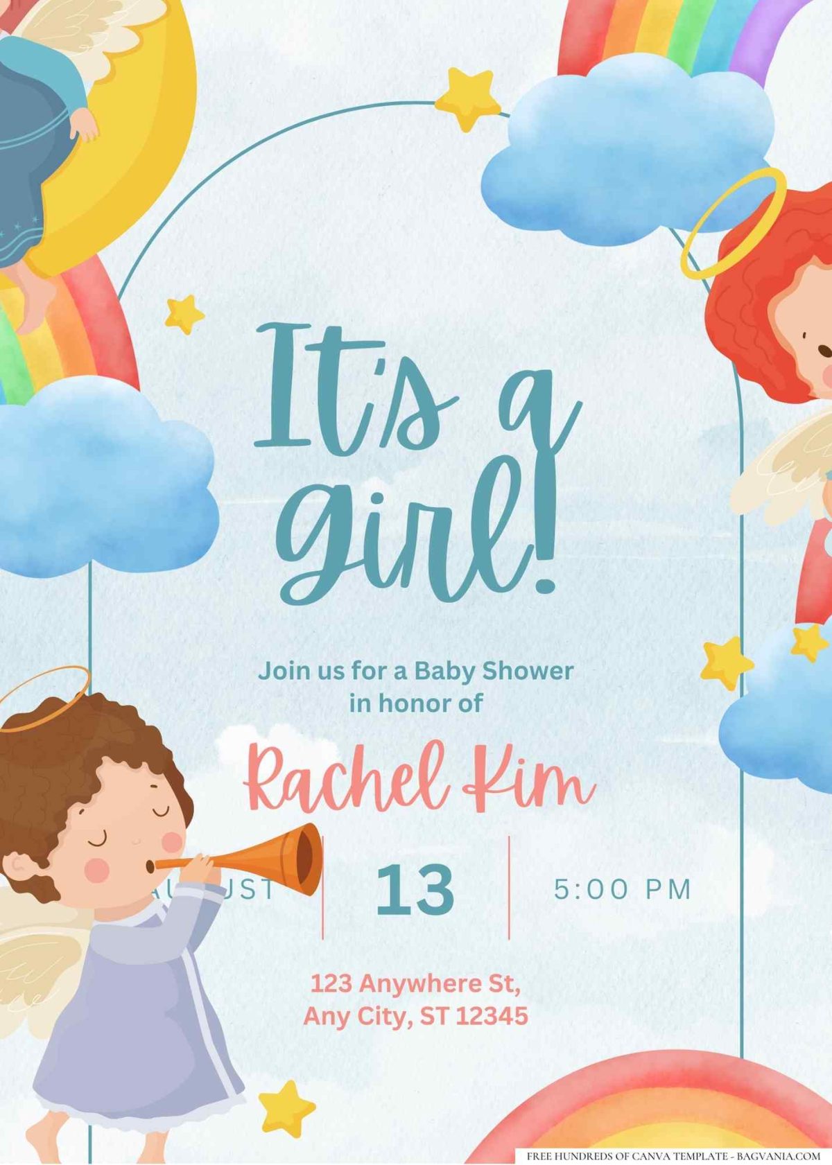 FREE Editable Little Angel Baby Shower Invitation