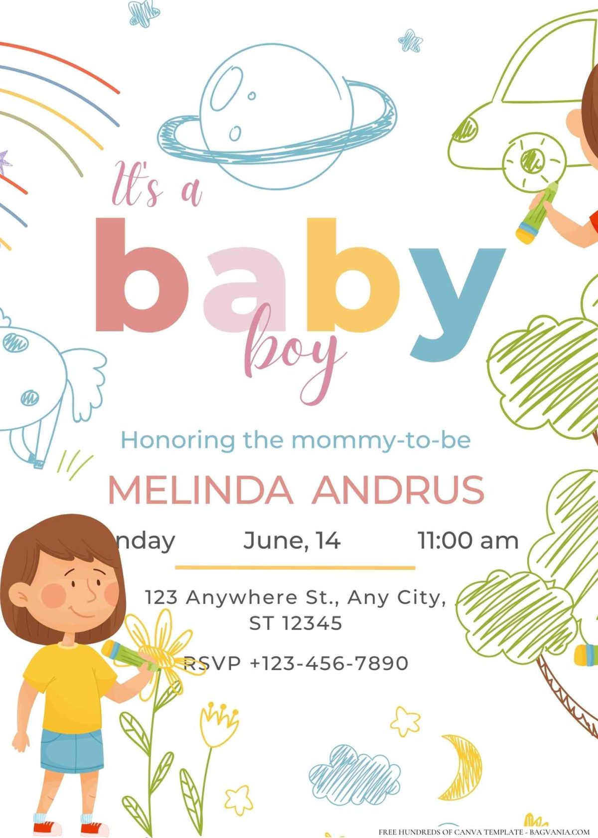 FREE Editable Little Artist Painting Baby Shower Invitation
