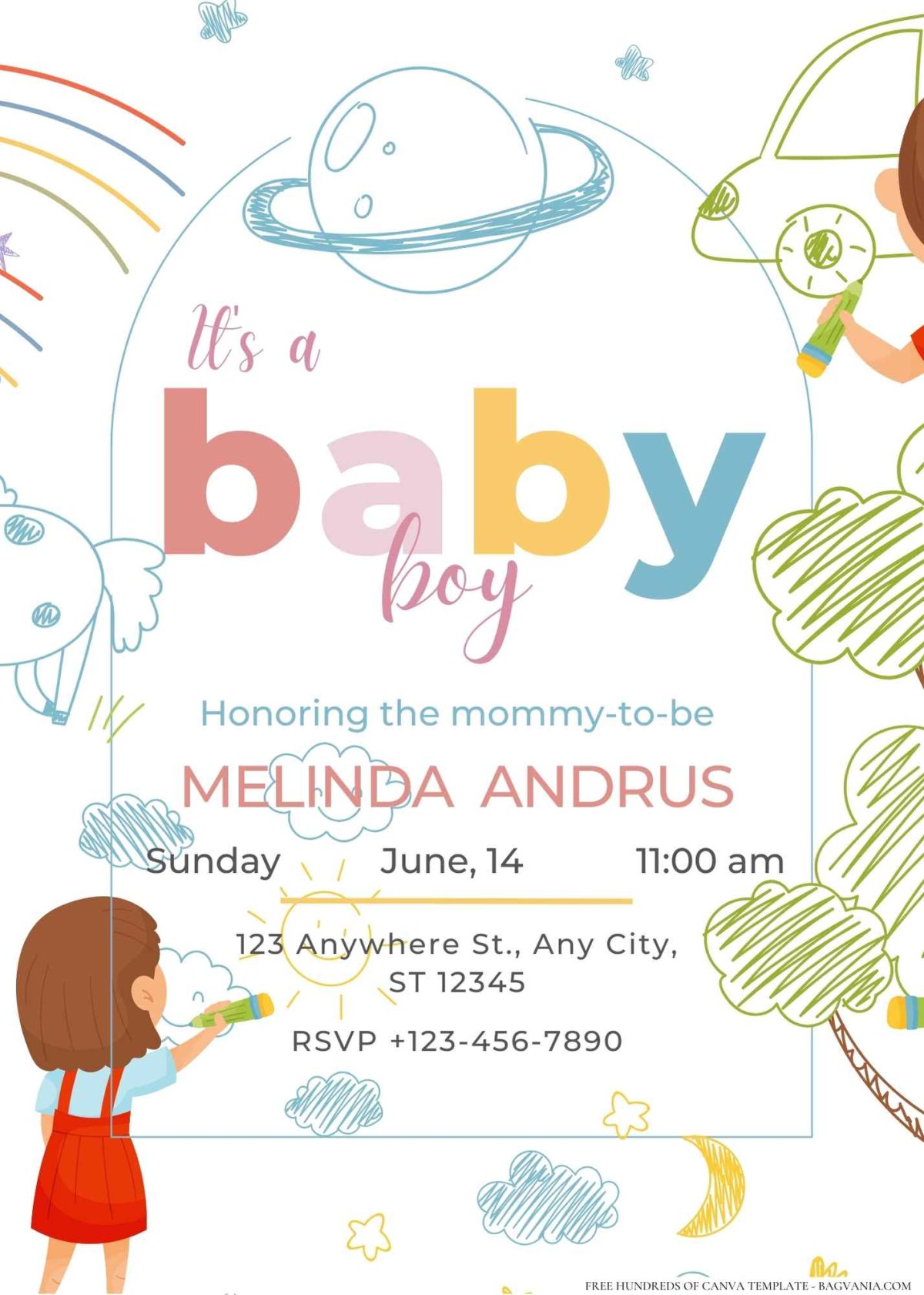 FREE Editable Little Artist Painting Baby Shower Invitation