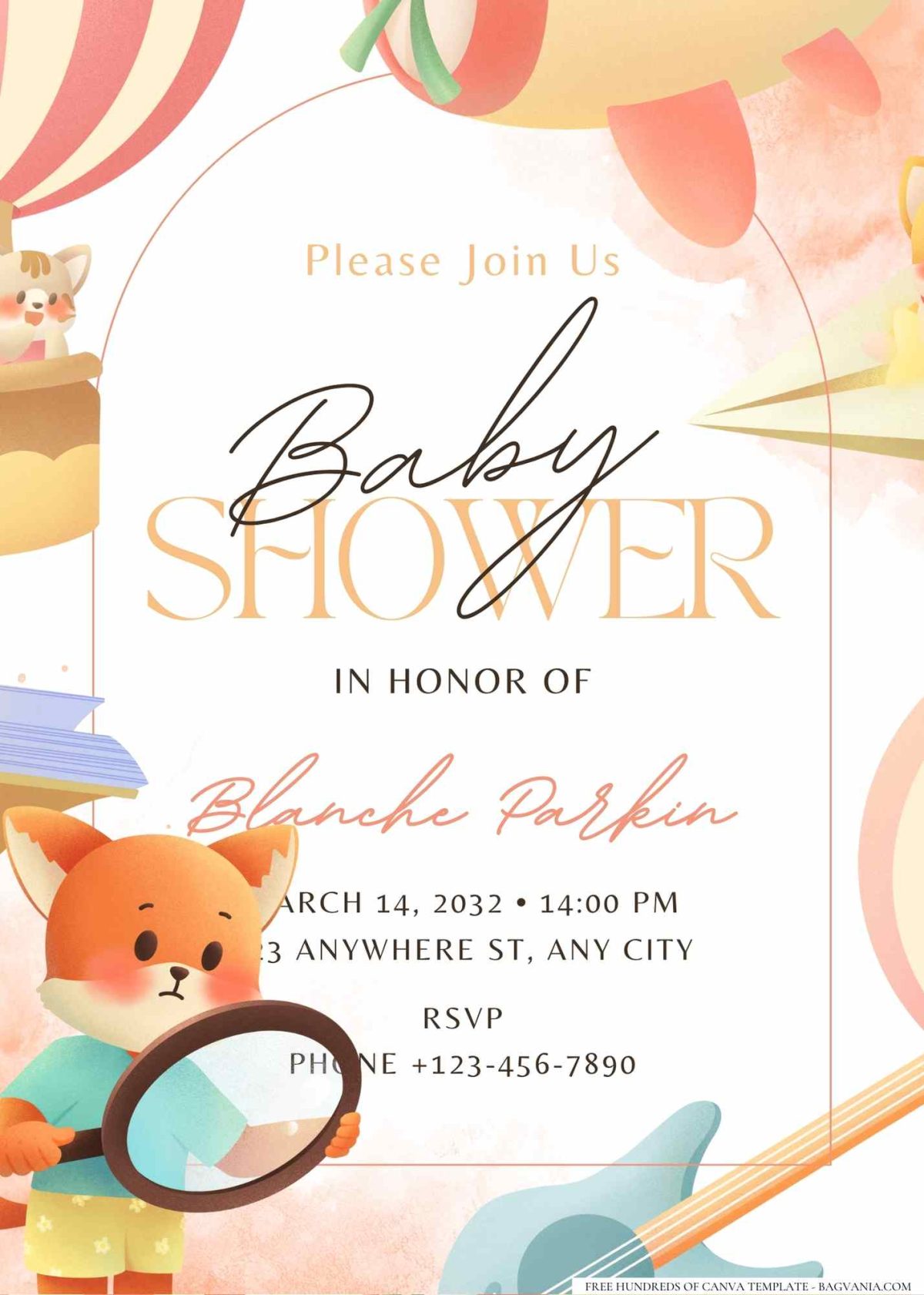 FREE Editable Little Cute Animal Baby Shower Invitation