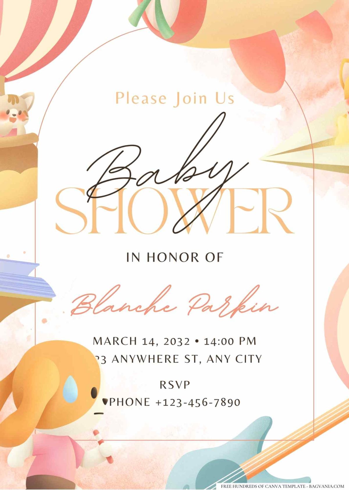 FREE Editable Little Cute Animal Baby Shower Invitation