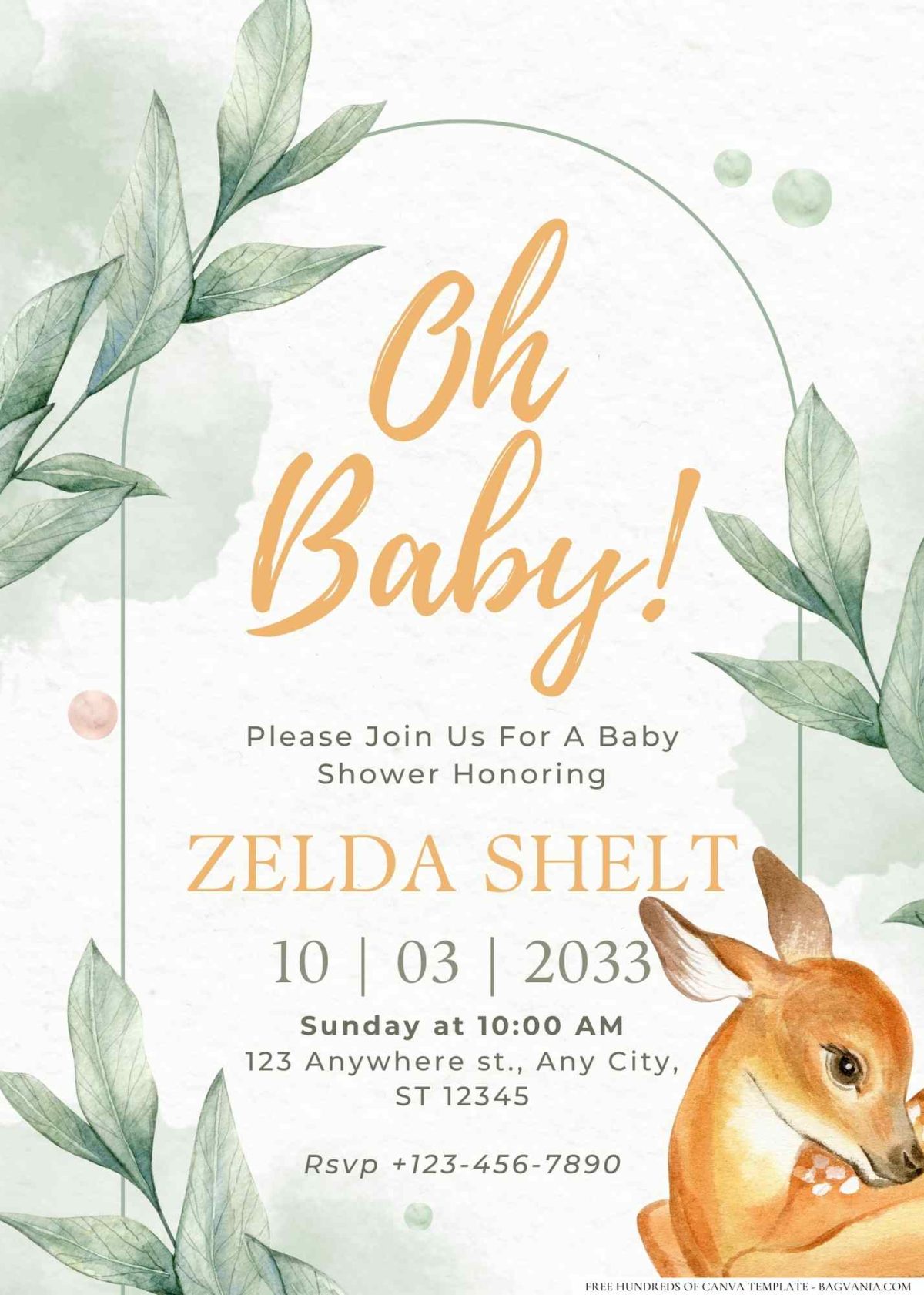 FREE Editable Little Deer Woodland Baby Shower Invitation