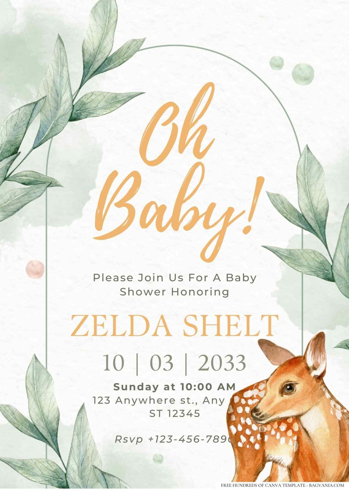 FREE Editable Little Deer Woodland Baby Shower Invitation