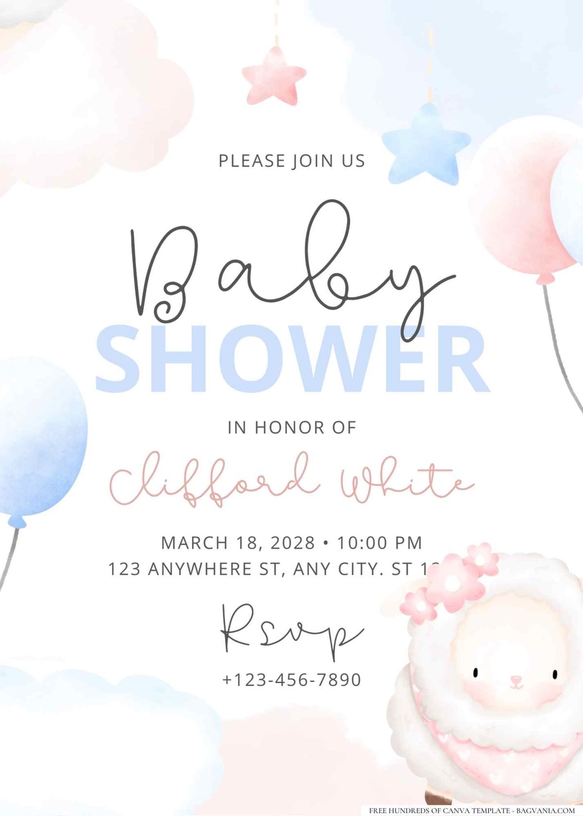 FREE Editable Little Lamb Farm Baby Shower Invitation