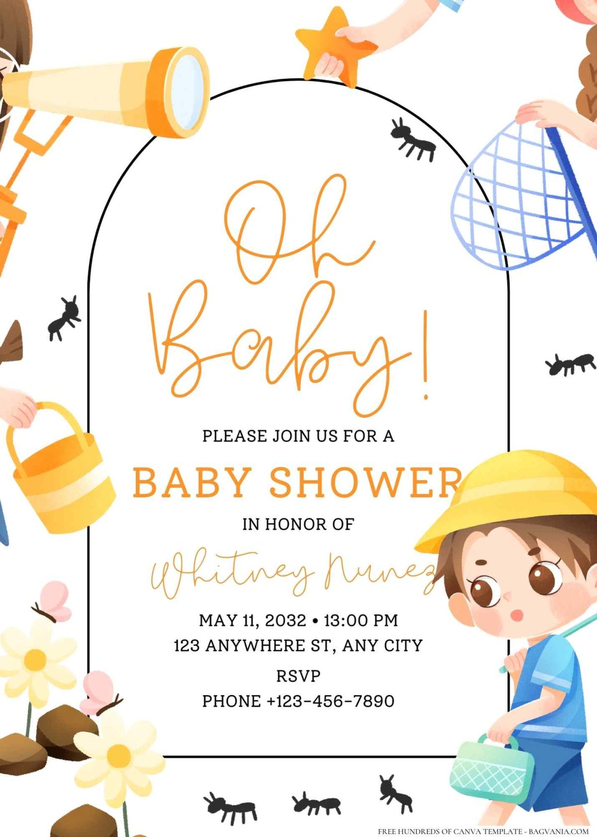 FREE Editable Little Man Adventure Baby Shower Invitation