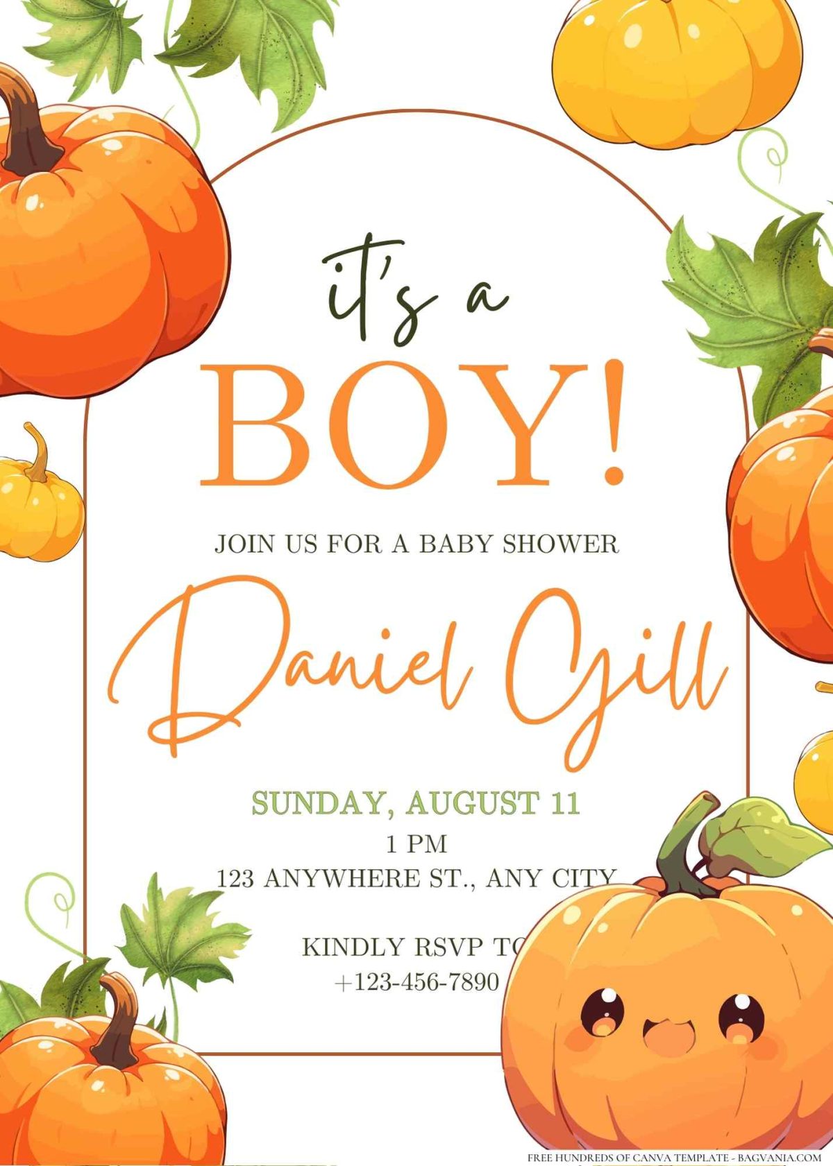 FREE Editable Little Pumpkin Baby Shower Invitation