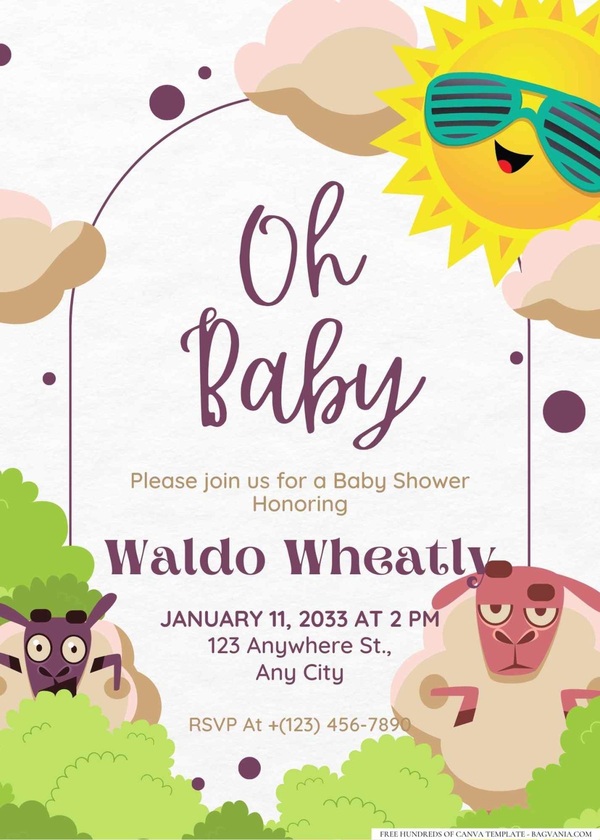 FREE Editable Little Sheep Wool Baby Shower Invitation