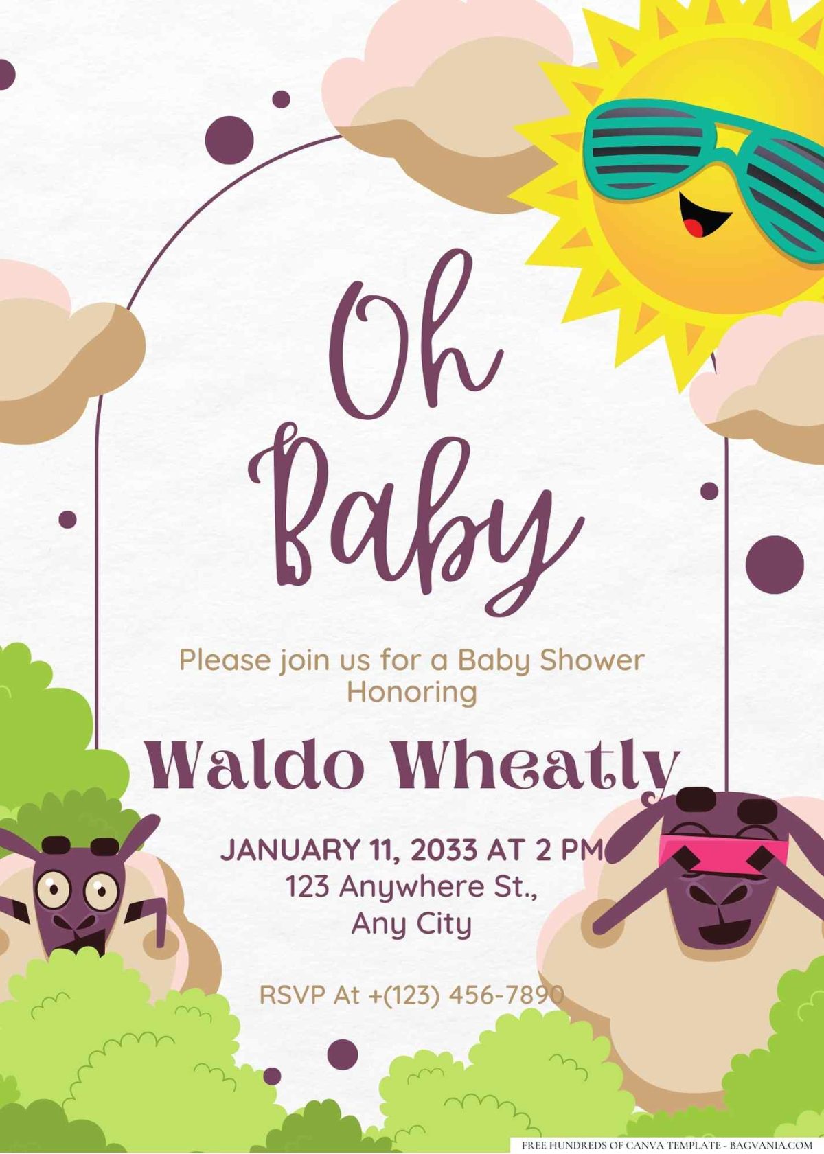 FREE Editable Little Sheep Wool Baby Shower Invitation