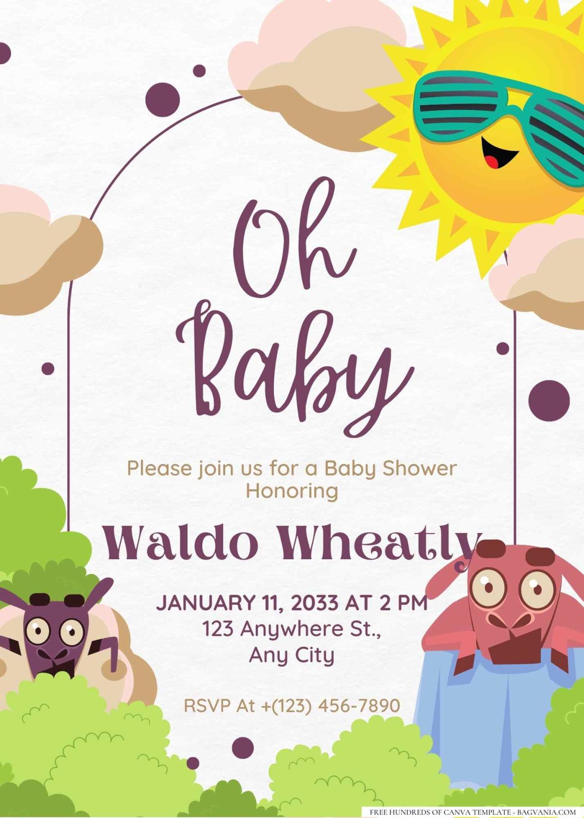 FREE Editable Little Sheep Wool Baby Shower Invitation