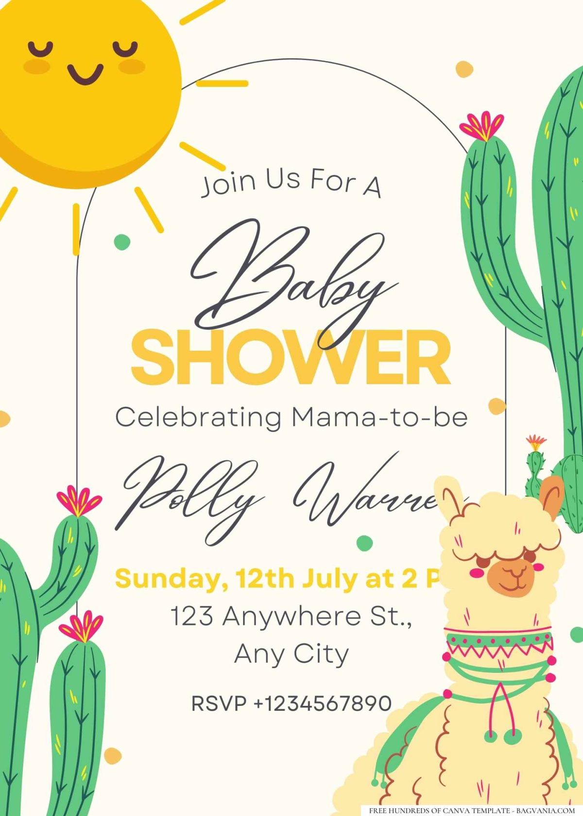 FREE Editable Llama Love Fiesta Baby Shower Invitation