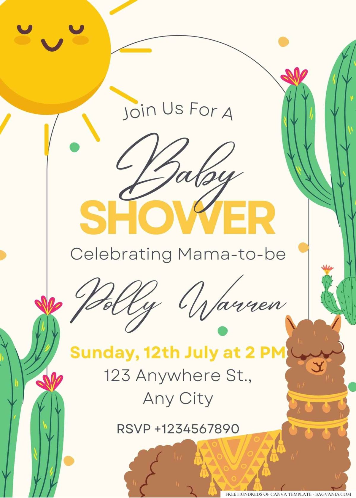 FREE Editable Llama Love Fiesta Baby Shower Invitation
