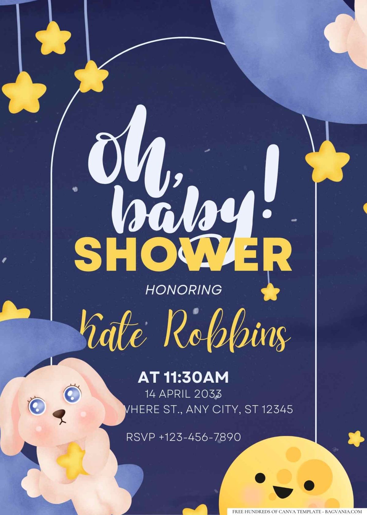 FREE Editable Moon and Back Baby Shower Invitation