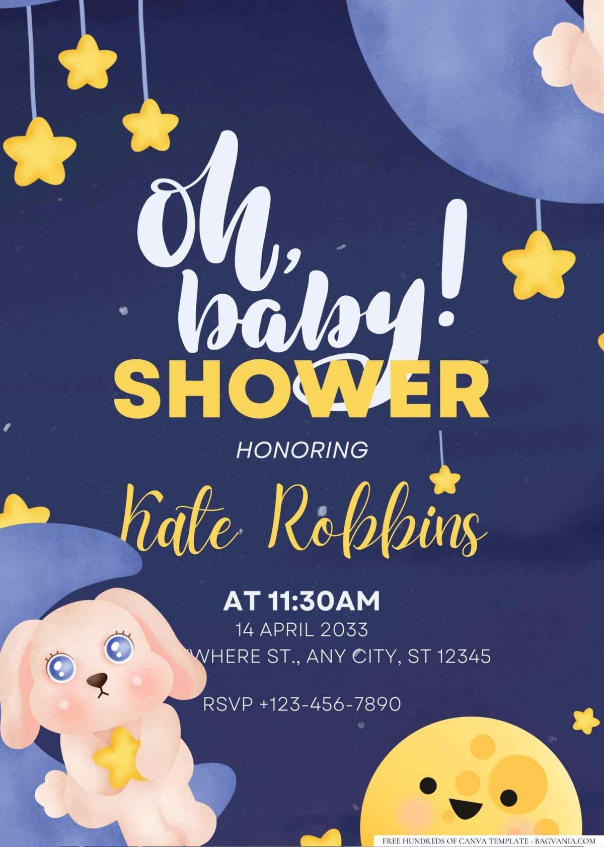 FREE Editable Moon and Back Baby Shower Invitation