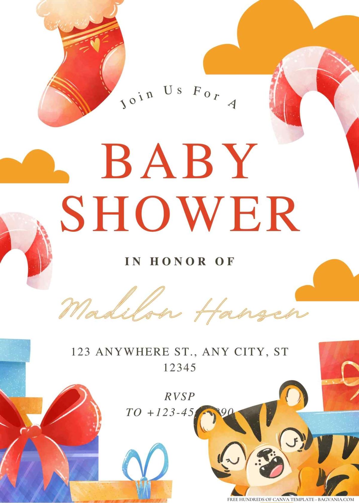 FREE Editable Orange Wild One Baby Shower Invitation