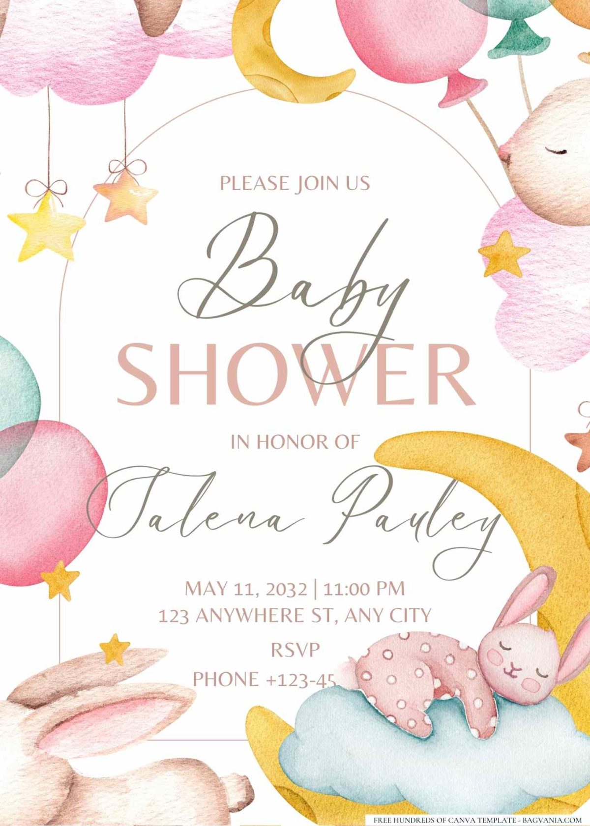 FREE Editable Rock a Bye Lullaby Baby Shower Invitation
