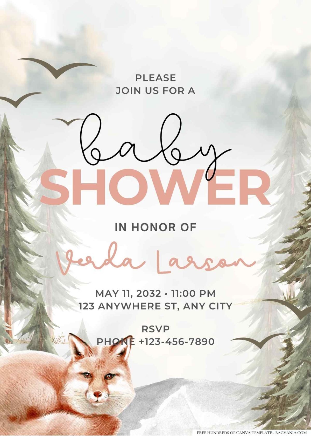 FREE Editable Rustic Woodland Antlers Baby Shower Invitation