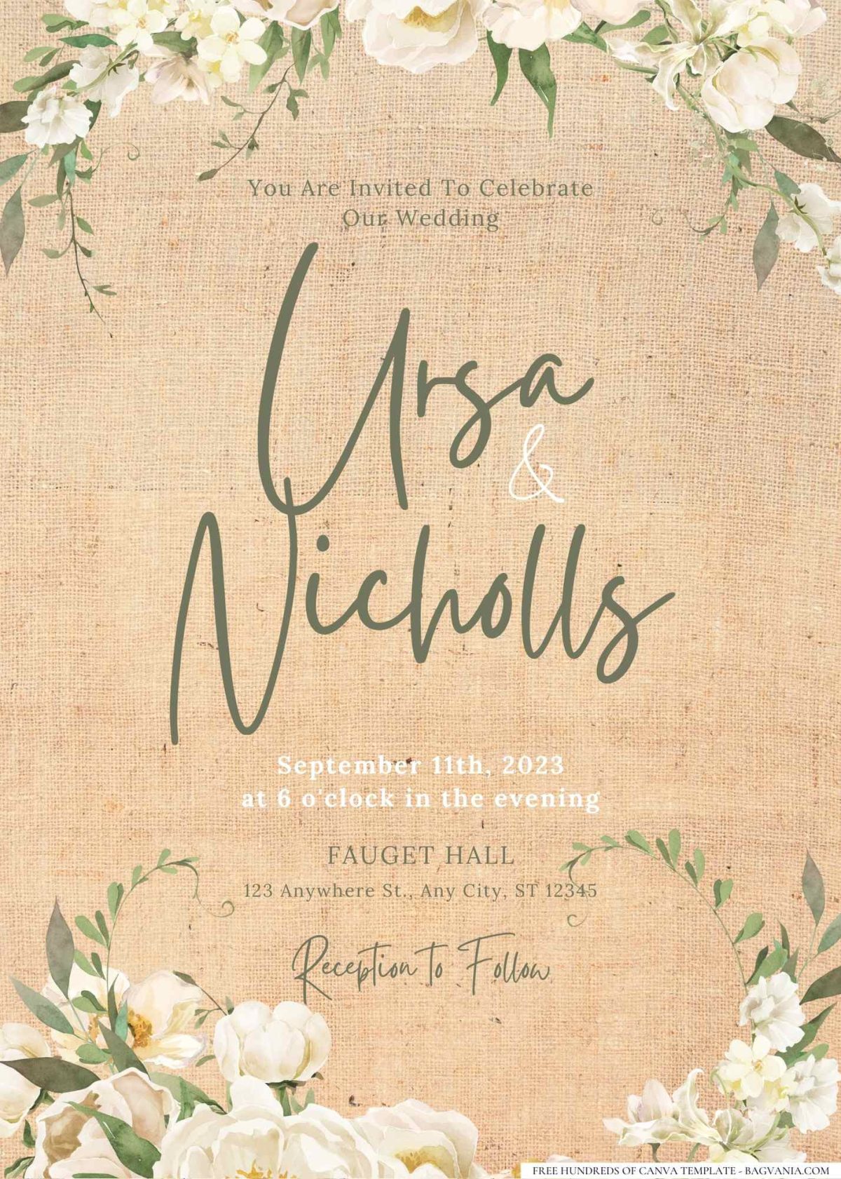 14+ Rustic floral with burlap accents wedding invitation