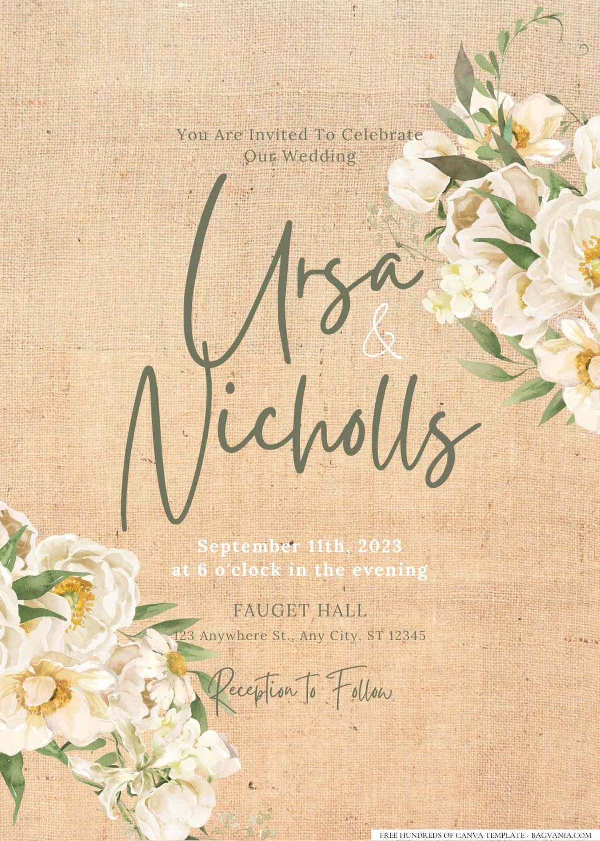 14+ Rustic floral with burlap accents wedding invitation