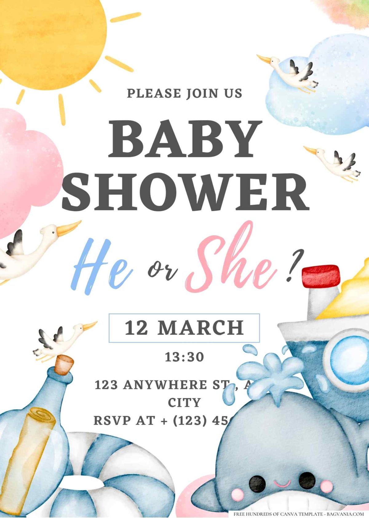 FREE Editable Sailboat Regatta Baby Shower Invitation