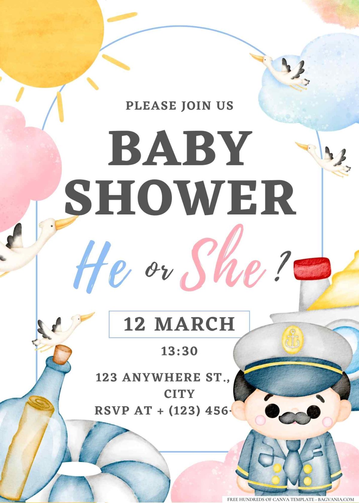 FREE Editable Sailboat Regatta Baby Shower Invitation