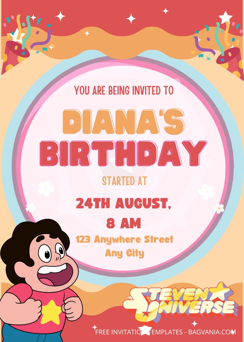 FREE Steven Universe Birthday Invitation Templates