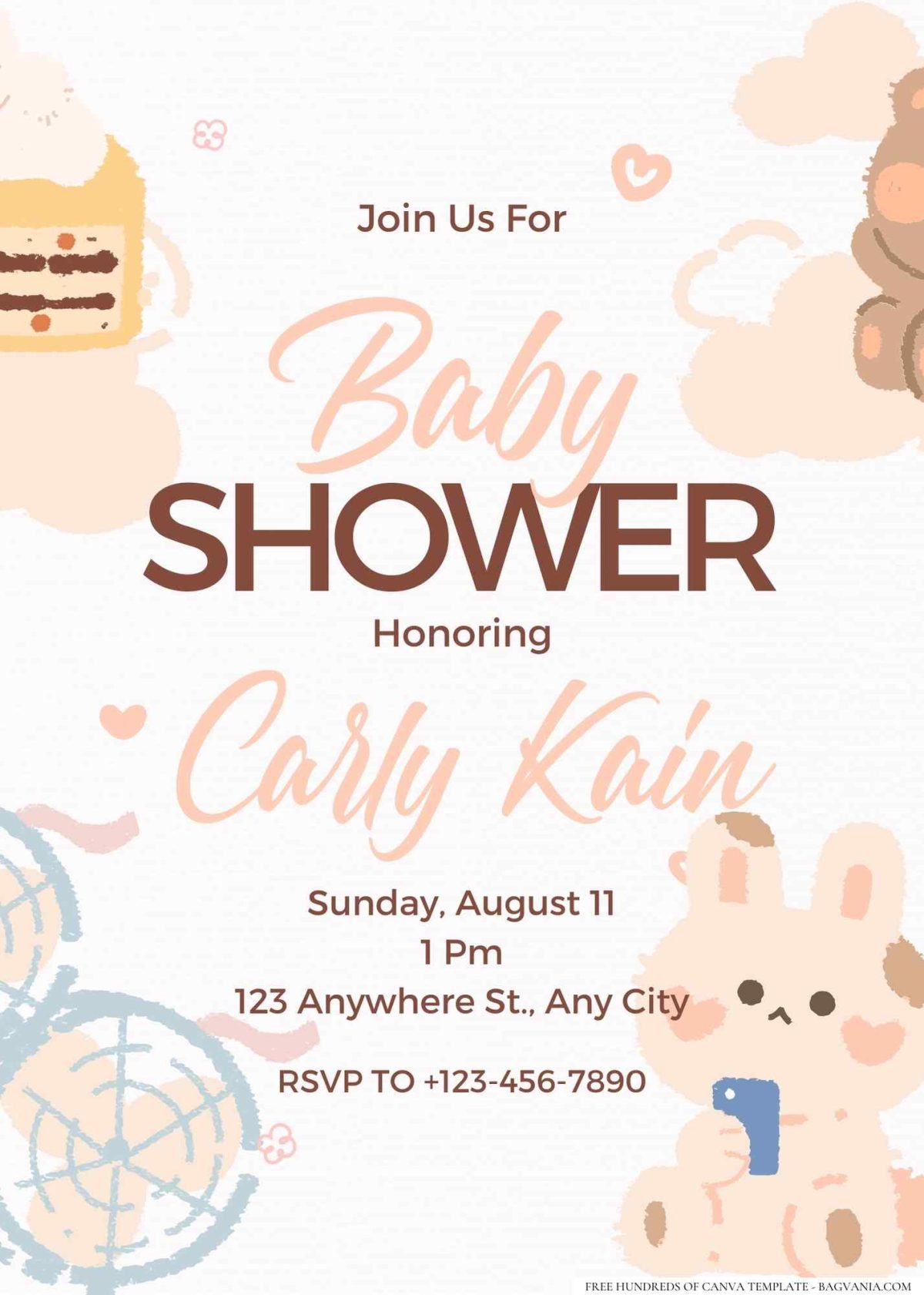 FREE Editable Summer Soft Animal Baby Shower Invitation