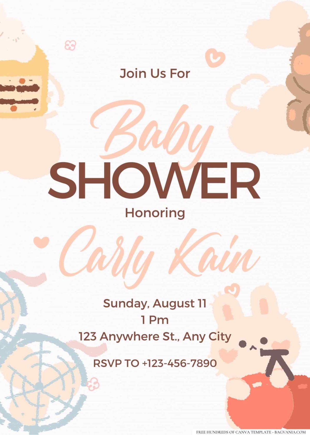 FREE Editable Summer Soft Animal Baby Shower Invitation