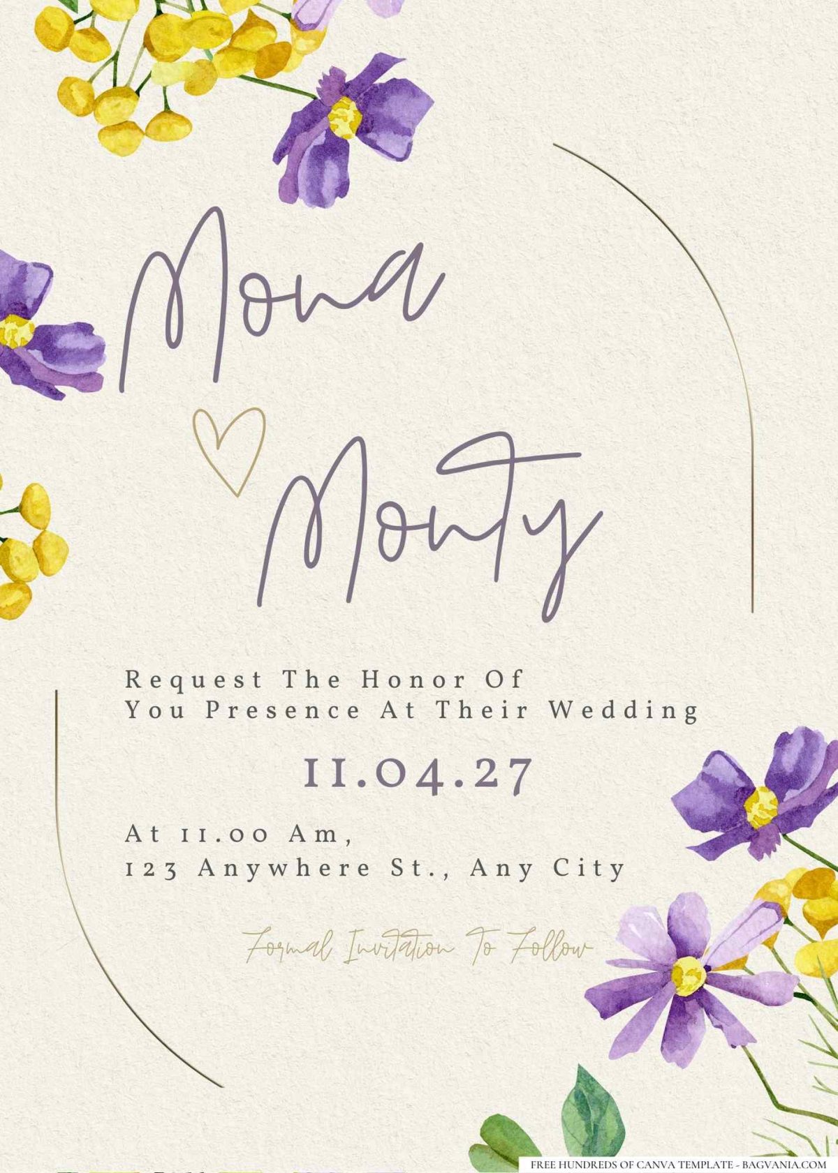 FREE Editable tropical floral with vibrant colors wedding invitation